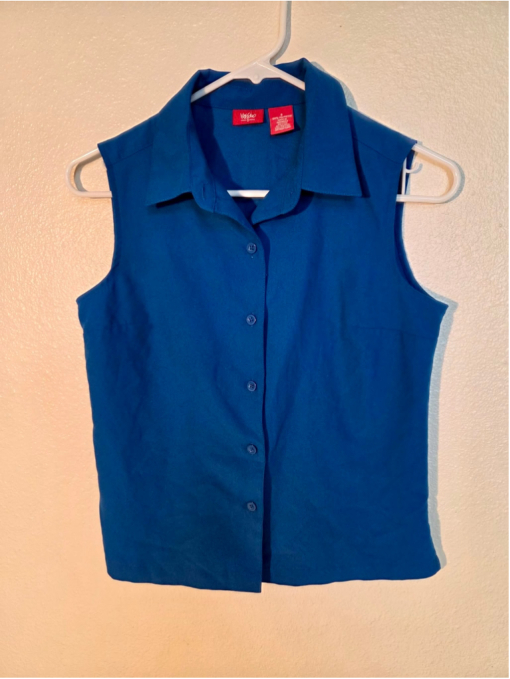 Mossimo Women’s Sleeveless Button Front Blouse Shirt Royal Navy Blue Small W-151